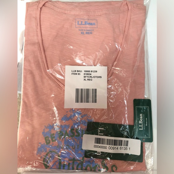 🌸NEW LLBean Soft Organic Cotton Coral Tee Size XLARGE - Picture 8 of 8